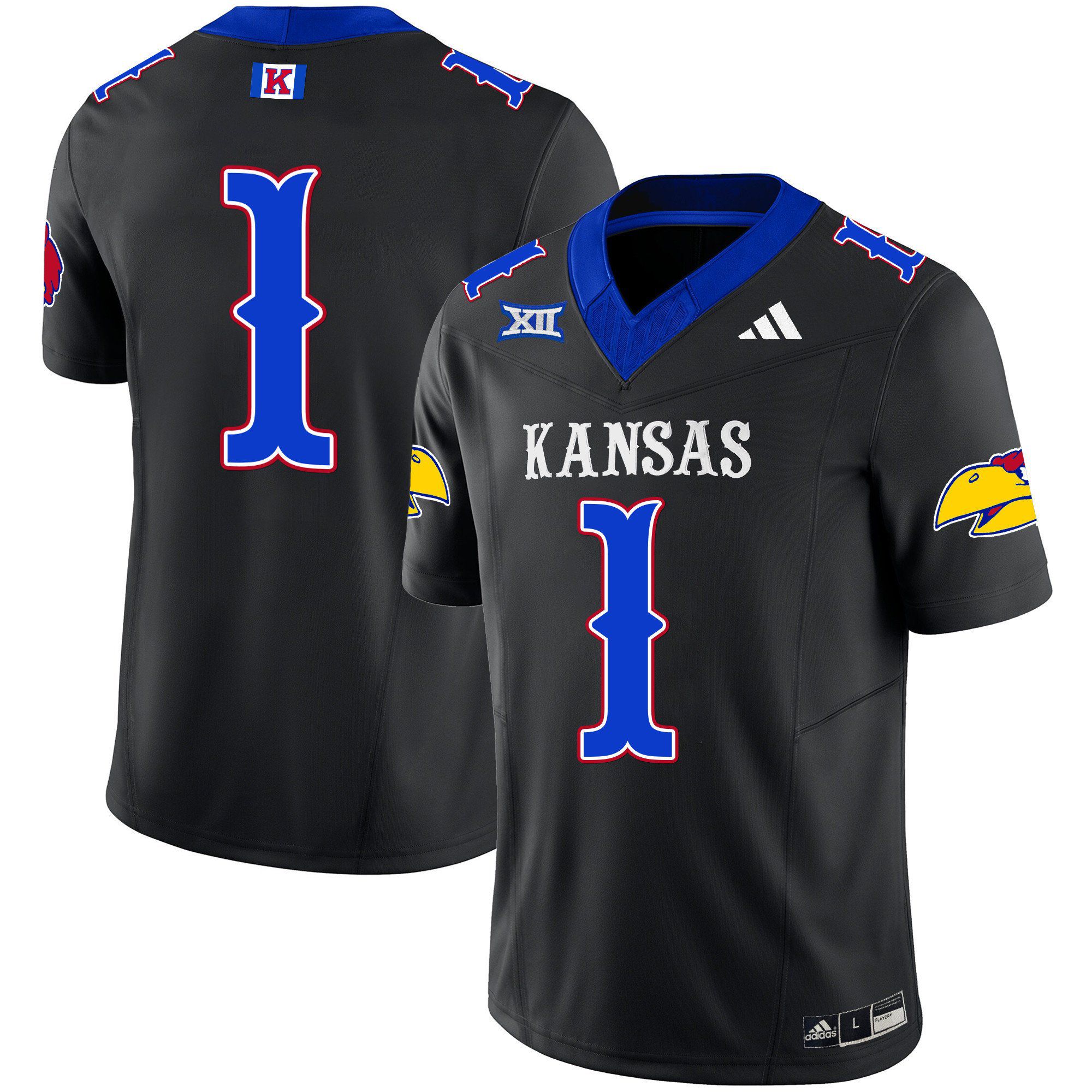 Men Kansas Jayhawks #1 No Name Black 2024 Blackhawk Vapor Limited NCAA Jersey